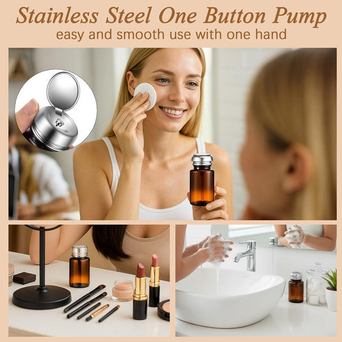 4 4oz Teenyyou Pcs Amber Glass Dispensing Bottles for Nail Polish Remover Amber Glass Distribution Bottles