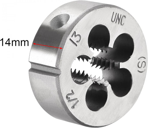 uxcell 1/2-13 UNC Round Die, Machine Thread Right Hand Threading Die, Alloy Tool Steel Screw Thread Cutting Die, 2pcs