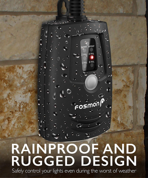 100 15A 1/2HP, Fosmon Outdoor Light Timer Outlet with Remote Control, Waterproof Dusk to Dawn Plug-in Timer