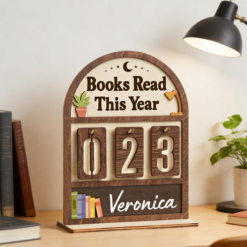 ZHORCIN Counter, Counter, Books Read This Year Educational Wooden Role Play Tool, Books Read Book for Reading Goal