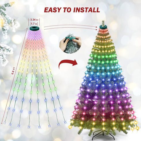 snorvindle 200 6.6FT 10 24 Smart Christmas Tree Lights, LEDs Christmas String Lights with Remote Control & APP