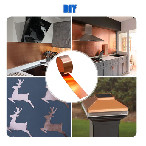 Copper Sheet Roll, 28 Gauge Flashing, 4" Width x 11 FT, Roofing Flashing for House Repair and DIY Projects