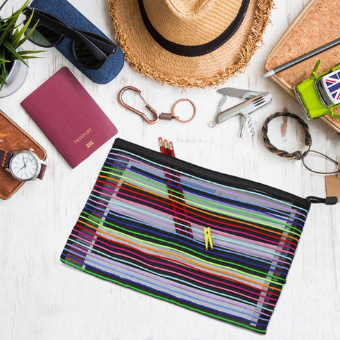 Zipper Mesh Pouch, 6 Pcs 6 Colors 9.8"x 7" Document Bag Storage Pouch for Travel and Office Supplies