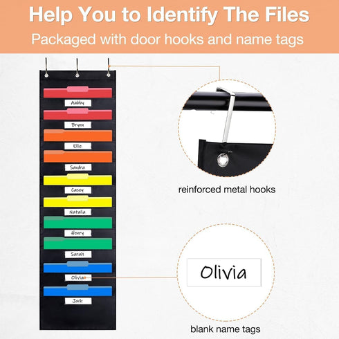 Opret 10 Pockets Storage Pocket Chart, Hanging Wall File Organizer for Classroom, Office, School Mailbox Organizer