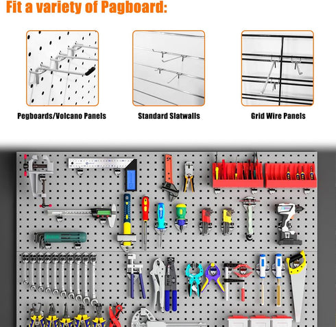 Pegboard Hooks Accessories, 8 Inch Organizer Kit for Garage Tool Storage, 16 Pack