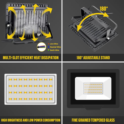 AUXTINGS 30W LED Flood Lights Outdoor Security Lights, 3000LM Warm White Spot Light for Yard, IP66 Waterproof