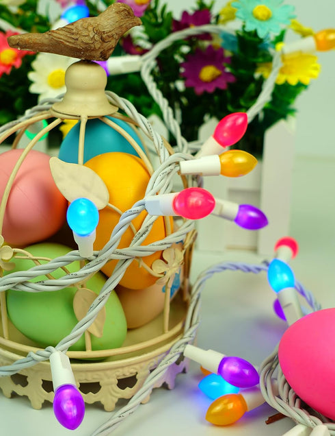 50 17FT BOHON Easter Lights String LED Multi Color Christmas Lights White Wire Pastel String Lights Plug in for Bedroom