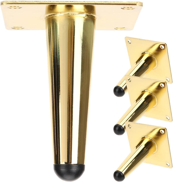 PRETYZOOM 4pcs Metal Furniture Legs Decorative Replacement Sofa Cabinet Legs Gold Tapered