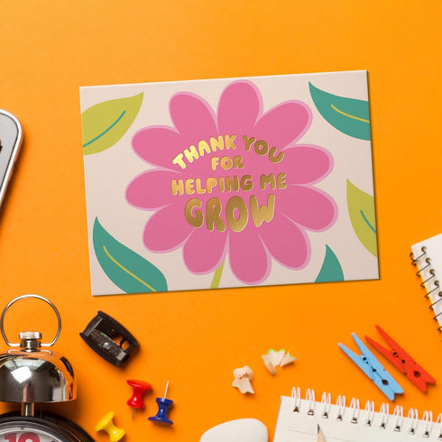 5x7 Sweetzer & Orange Teacher Thank You Card Elegant Appreciation Card with Gold Foil, Sturdy Envelope & Sealing