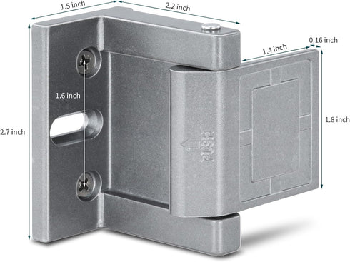 JIADAXIN Protection(Gary-2 Pack) High-Security Reinforced Door Lock Aluminum Privacy Latch for Home and Hotel, Easy