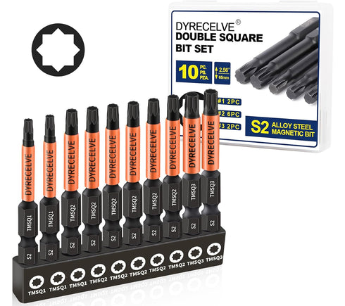 10-Pack 8 Point Star Bit Set, Professional Torx Bit with Magnetic Heads & Hex Shank, Sizes #1, 2, 3