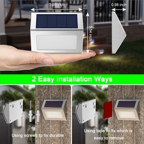 3LED 6 Pack JSOT Outdoor Solar Lights - Solar Powered Deck Lights Waterproof Light for Fence Post Light Outside
