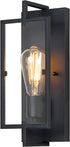 Black Wall Sconce, 13 in. Indoor Wall Lamp with Tempered Glass, E26