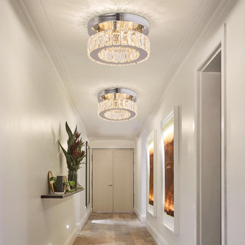 K9 Small Modern Small Crystal LED Chandelier Mini Flush Mount Round Ceiling Light Fixture Crystal Ceiling Lamp