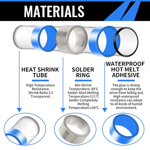 50pcs Solder Seal Wire Connector, Sopoby Heat Shrink Butt Connectors, Waterproof Insulated Marine Automotive Copper