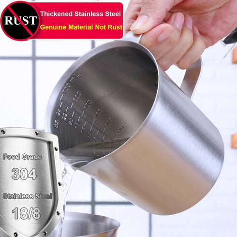 Heyiarbeit 24 Ounce Measuring Cup with Handle, 304 Stainless Steel Graduated Beaker, 700ml