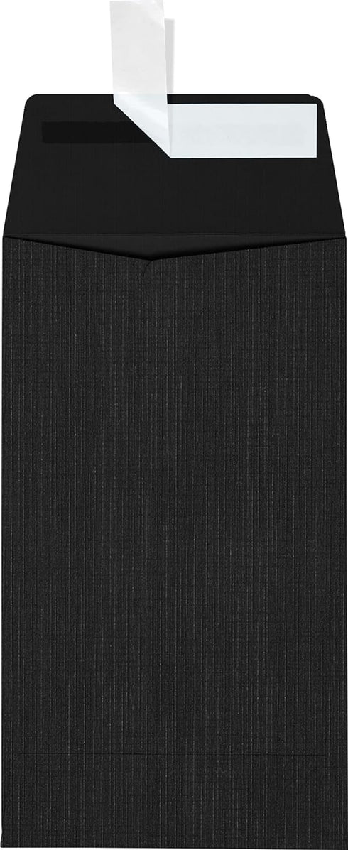 LUXPaper #5 1/2 Coin Envelopes | Peel & Press | 3 1/8" x 5 1/2" | Black Linen | 80lb. Text | 50 Qty by LUXPaper