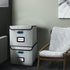 Huolewa Upgraded Collapsible File Storage Organizer Boxes with Lids, Portable Large Linen Filing Storage Boxes (Grey) -