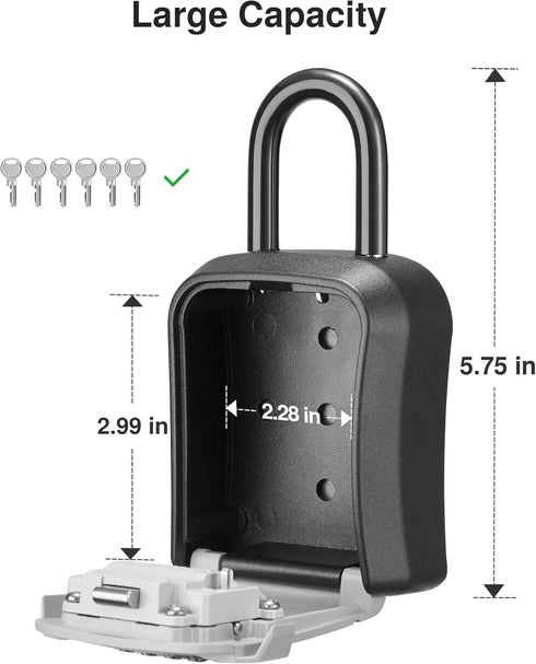 Resettable (1 Pack, Puroma Lock Box, Key Lock Box Wall Mount & Portable Combination Lockbox with Code, Security Lockbox