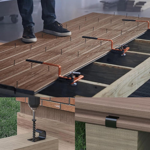 48-Pack Black Stainless Steel Deck Start Clips, Concealed Fasteners with Deck Screws for 400 Sqm, Includes 2 Drill Bits