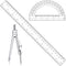 CNTVO 3 Pcs Plastic 12 Inch Ruler, Clear Protractor and Compasses Set for