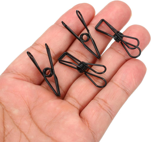 MECCANIXITY 100 Pieces Metal Wire Hollow Out Clips, 32mm Cute Mini Binder Paper Clips for Office Supplies, Black