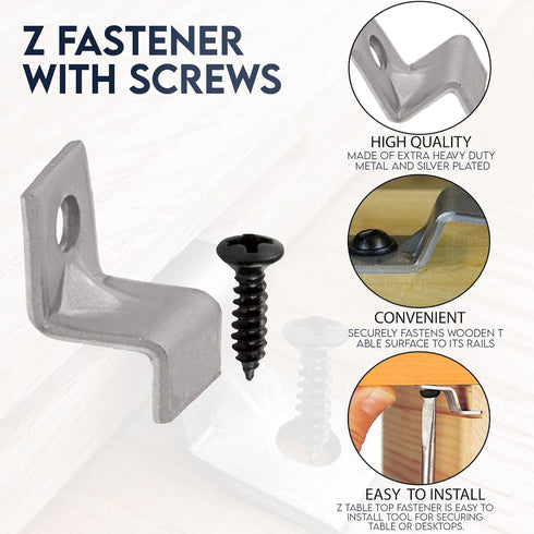 Performore 20 Pack Z Tabletop Fasteners with Screws, Heavy Duty Solid Steel Fasteners Set of 20 Packs