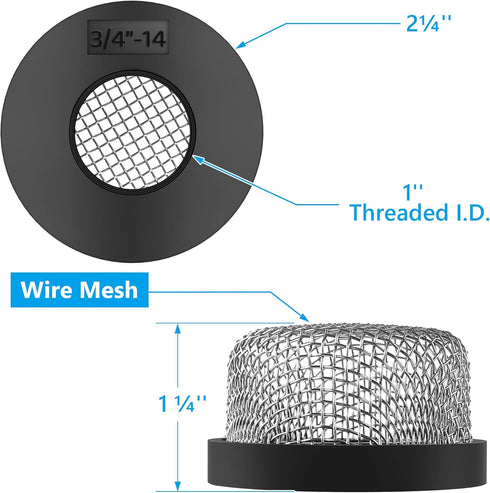 Saillong Stainless Steel Mesh Strainer ¾ Inch -14, Aerator Screen Strainer Stainless Mesh Compatible with Livewell Pump, MA-023 Screw on Strainer Industrial Plumbing Inline Strainers (4 Pcs)