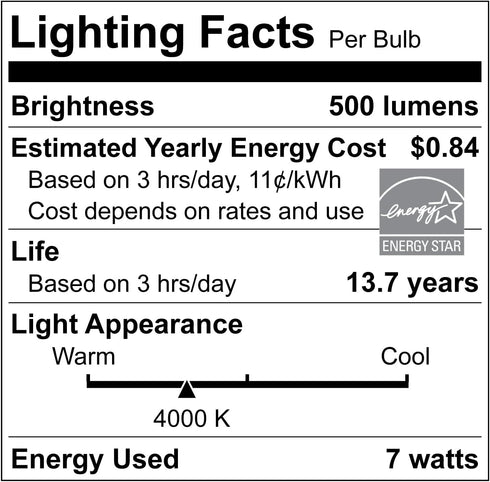Bulbs B13 Bulb Dimmable 7W (60W E26 4000K 500 Pack 6 Diodesy- LED Candelabra Chandelier Light Equivalent) Medium Base
