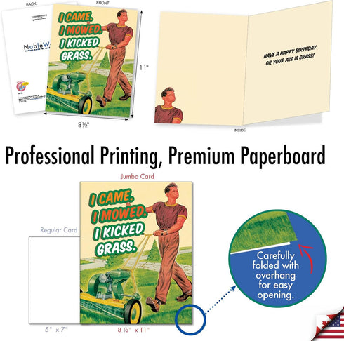 NobleWorks - Design Greeting Card for Relative, Happy Birthday Greetings, 8.5 x 11 Inch with Envelope - K Grass J9725