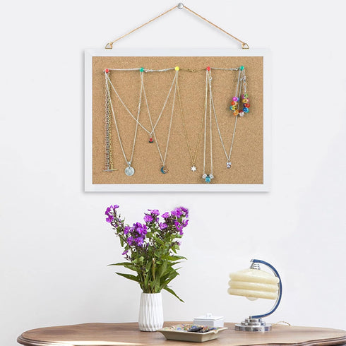 FEBSNOW Cork Board Bulletin Board, 15.7 x 12 Inches with White Frame, Hanging Pin for Office