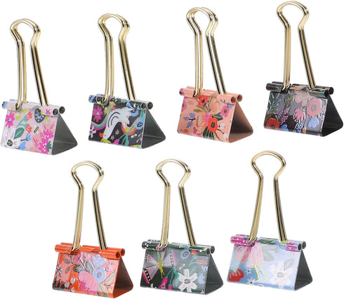 STOBOK 7pcs Tiny Binder Clips, Metal Paper Clips, Small File Clips, Cute Stainless Steel Document Clips for Office