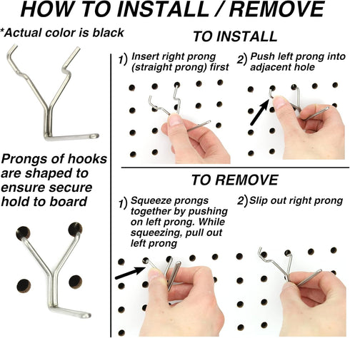 Steel Pegboard Hooks 100-Pack, 2" L Hook, Black - Fits Any Peg Board for Organizing Tools and Accessories