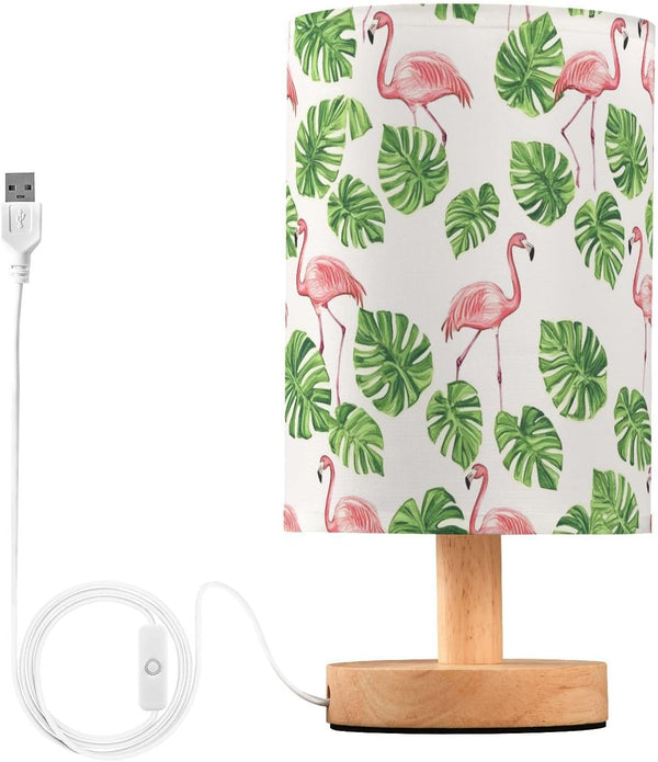 ALAZA Flamingo Tropical Palm Leaves Bedside Table Lamp for Bedroom Living Room