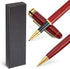 Juvale 2-Pack Luxury Ballpoint Pen Set for Men - Cherry Red Wood Finish, Brown - Smooth 0.7mm Black Ink