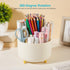 Desk Pencil Pen Holder, 5 Slots 360 Degree Rotating Organizer for Stationery Supplies (Cream Yellow)