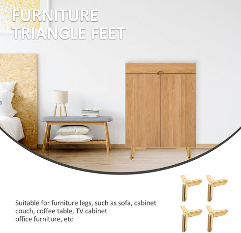 4pcs 100mm Cabilock Titanium Metal Furniture Legs, Iron Sofa Cabinet Legs, Triangle Furniture Support Feet for Sofa