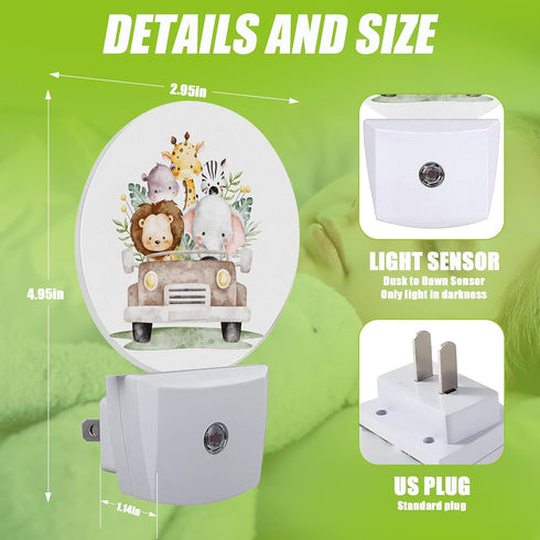 0.5W Safari Animals Night Light,Cute Lion Elephant and Giraffe Night Lights Plug into Wall for Kitchens Toilets Bedroom