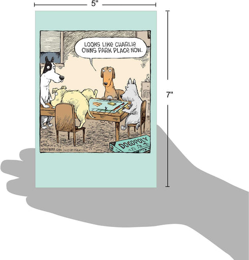NobleWorks Funny Puppies Birthday Card with Envelope - 1 Humor Notecard for Birthday Greetings, Dogopoly C3986BDG