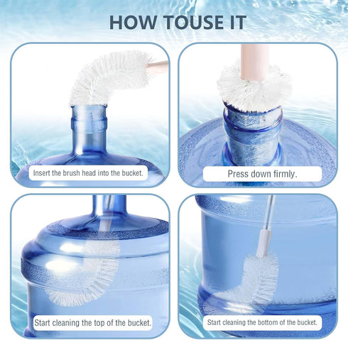 2 Pack 28" Long Bottle Brush, 3 & 5 Gallon Bottle Cleaner Brush, Nylon Bristles and Stainless Steel Handle Bendable Replaceable Brush Head Bottle Cleaning Brush by kehail