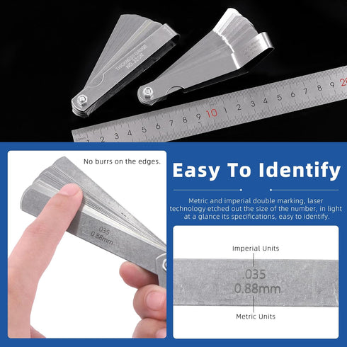 Glarks 4Pcs Motorcycle Engine Valve Adjustment Tool Kit, Engine Screw Spanner Wrench with Feeler Gauges