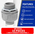 Yariwiz 10 Pack Liquid Tight Conduit Coupling - 1 Inch Plastic