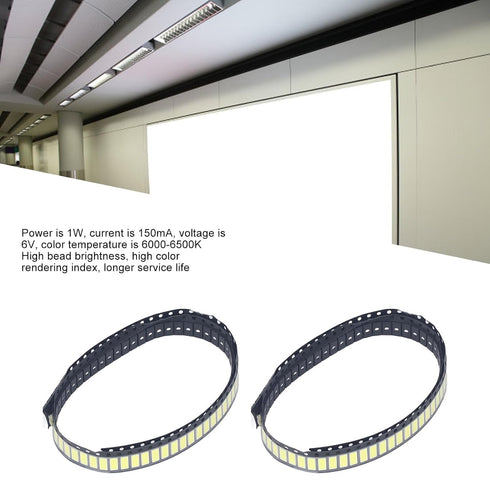 200Pcs, 6000-6500K 6V SMD LED Light Bead LCD TV Backlight Bead White Gold Wire Copper Bracket for Panel Lamp