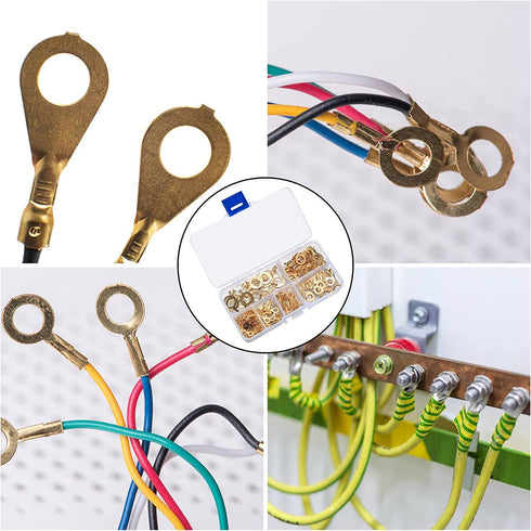 160 Pcs Copper Ring Terminals, M3/M4/M5/M6/M8/M10 Brass Wire Connectors, Crimp Kit for Electrical Terminals