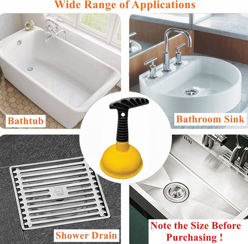 Sink Plunger, Easy to Use Mini Plunger with Short Handle, Powerful Unclogging Tool for Kitchen and Bathroom
