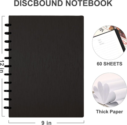 Yoment Discbound Notebook, Refillable 5 Subject Notebook, 9in x 12in, Customizable Spiral Journal for Work School