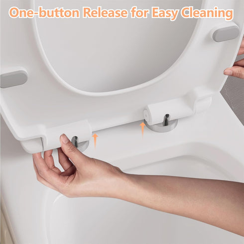 GarveeLife Toilet Seat Round, American Standard, Slow Close Lid, Quick Release Hinges, Non-Slip Bumpers, Easy Install