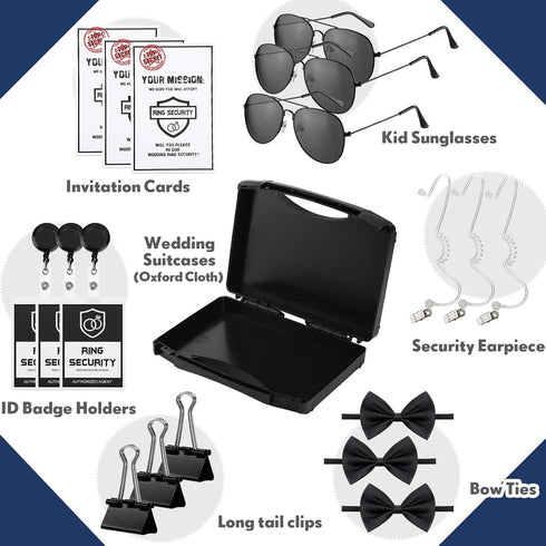 7 Set Mepase Pcs Ring Wedding Bearer Security Include Ring Bearer Box ID Badge Holder Sunglass Acoustic Earpiece Tube