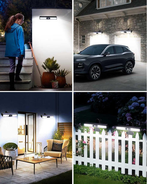 SUNOHE 36 6000K, 2 Pack Clip on Solar Motion Sensor Lights Outdoor Waterproof with LEDs, Solar Powered Fence Lights