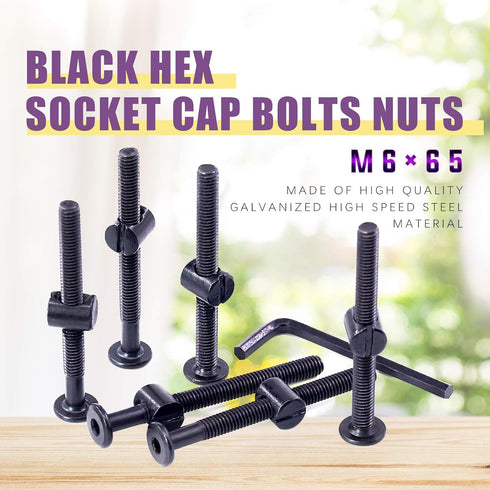 Swpeet 25Pcs M6 65mm 1 Black Crib Screws, Hex Socket Head Cap Bolts and Barrel Nuts with x Allen Wrench Perfect